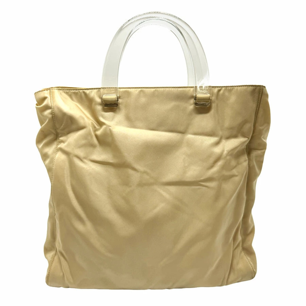 Prada handbag beige body clear transparent handles Gold